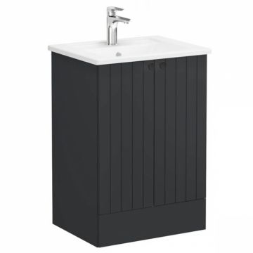 Unitate de baza lavoar baie, cu usi 60cm pe pardoseala, mat graphite, cu angular lavoar   chiuveta baie   69328