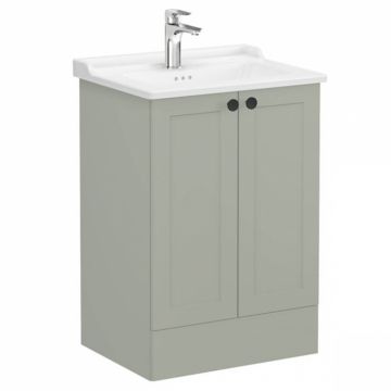 Unitate de baza lavoar baie, cu usi 60cm pe pardoseala, mat retro green, cu classical lavoar   chiuveta baie   68770