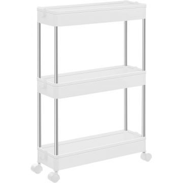 Carucior pentru depozitare Songmics, 40x12.5x60 cm, polipropilena/inox, alb