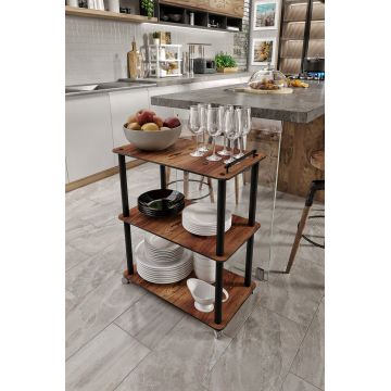 Carucior pentru servire, Hanah Home, Dinner Trolley, 60x74x35 cm, MDF , Maro