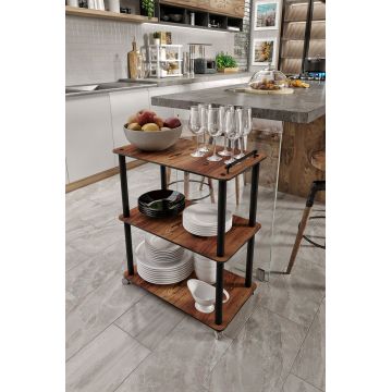 Carucior pentru servire, Hanah Home, Servant, 35x60x74 cm, MDF , Maro