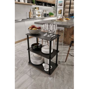 Carucior pentru servire, Hanah Home, Servant, 35x60x74 cm, MDF , Negru