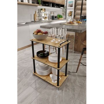 Carucior pentru servire, Hanah Home, Servant, 35x60x74 cm, MDF , Stejar