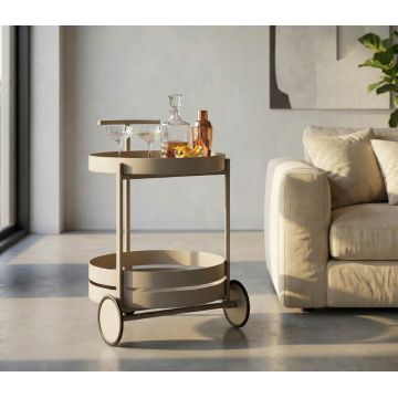 Carucior pentru servire, Mauro Ferretti, Saturn, 40x49.5x61 cm, metal, gri dove