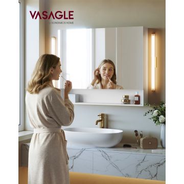 Dulap baie cu oglinda, Tiago, Alb, 90x75x16.5 cm