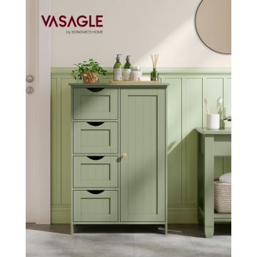 Dulap compact de baie cu 4 sertare, Vasagle, 55x30x82 cm, MDF/PAL, verde