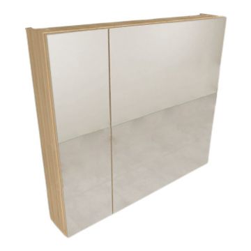Dulap cu oglinda suspendat KolpaSan Naomi finisaj lemn 2 usi 80 cm
