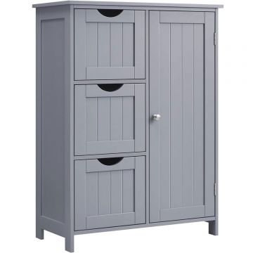 Dulap de baie, din MDF, cu 3 sertare, raft reglabil, 30x60x81cm, gri