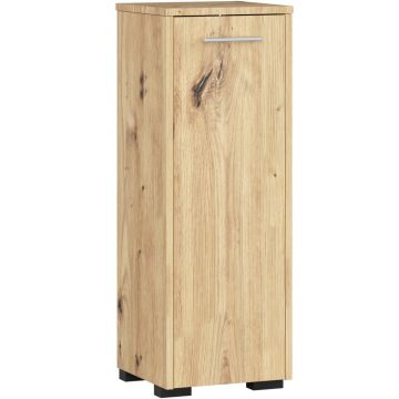 Dulap de baie tip baza, cu usa reversibila si raft interior, PAL 16 mm, 30x30x85 cm, stejar artisan