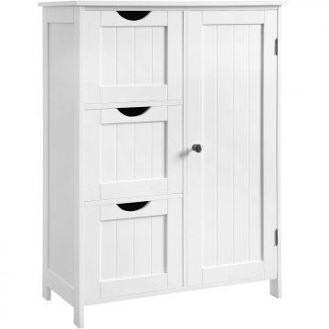 Dulap pentru baie, cu 3 sertare si un raft reglabil cu usa, 60x30x81 cm, alb