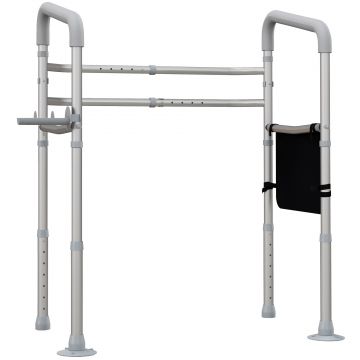 HOMCOM Cadru WC Reglabil, Cadru de Siguranță pentru Baie, cu Brațe și Ventuze, Accesoriu Baie | Aosom Romania