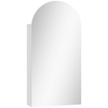 HOMCOM Dulap de perete pentru baie cu oglindă, corp pentru baie fără ramă în arc și etajere reglabile din sticlă, alb | Aosom Romania