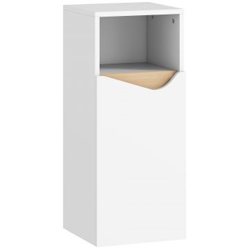 HOMCOM Dulăpior pentru Baie Îngust cu Ușă Amortizată și Raft Deschis, Mobilier Compact cu Rafturi Reglabile, pentru Bucătărie, Sufragerie sau Baie, 30x30x71,5 cm, Alb și Lemn Natur | Aosom Romania