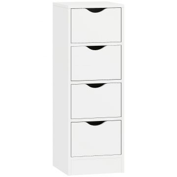 HOMCOM Mobilier pentru baie, corp de depozitare cu 4 sertare și mânere tip canelură, 29 x 29 x 83 cm, alb | Aosom Romania
