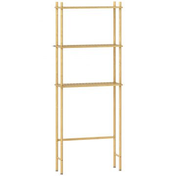 HOMCOM Raft pentru toaletă 3 niveluri, raft de baie economisitor de spațiu lemn natural 69 x 25,5 x 181 cm | Aosom Romania