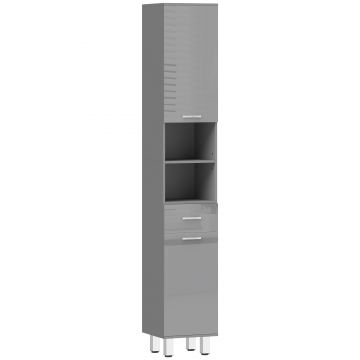 kleankin Dulap de baie, comodă pentru baie, cu rafturi și sertar, reglabil, Gri | Aosom Romania