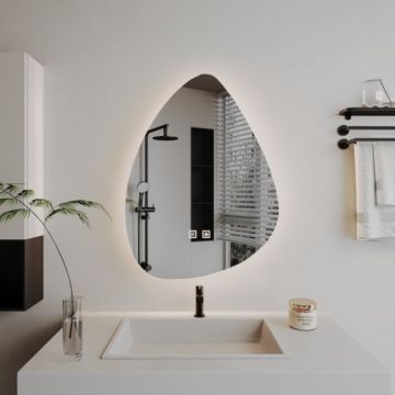 Oglinda baie lacrima cu 2 functii 40x60 cm, forma neregulata, Basic Touch