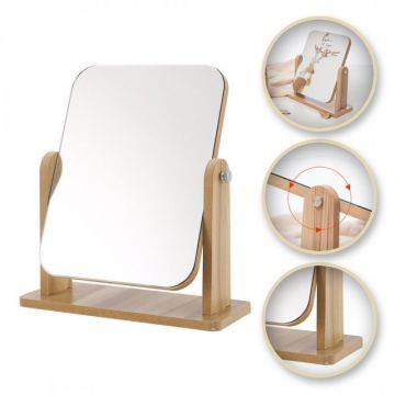 Oglinda cosmetica dreptunghiulara din lemn, cu picior, 23,5x19cm, Jollymag, L7BR