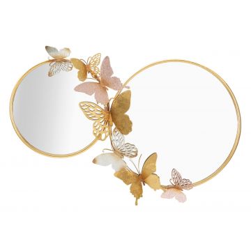 Oglinda de perete Farfalle Pink, Mauro Ferretti, 81x52.5 cm, fier, multicolor