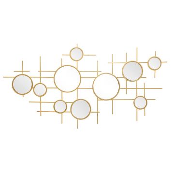 Oglinda decorativa Gloxy, Mauro Ferretti, Ø 117 cm, fier, auriu