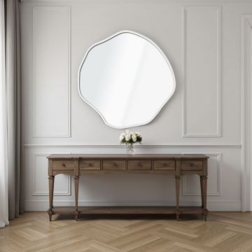 Oglinda decorativa, Hanah Home, Bowed 40 x 40, 40x40 cm, Alb