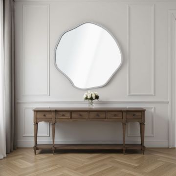 Oglinda decorativa, Hanah Home, Bowed 60 x 60, 60x60 cm, Argintiu