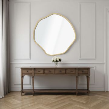 Oglinda decorativa, Hanah Home, Bowed 60 x 60, 60x60 cm, Auriu