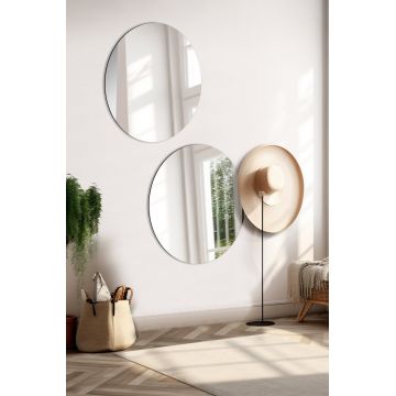 Oglinda decorativa, Hanah Home, Round, Argintiu