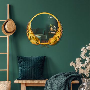 Oglinda decorativa, Palm Mirror L, Dimensiune: 57 x 59 cm, Auriu