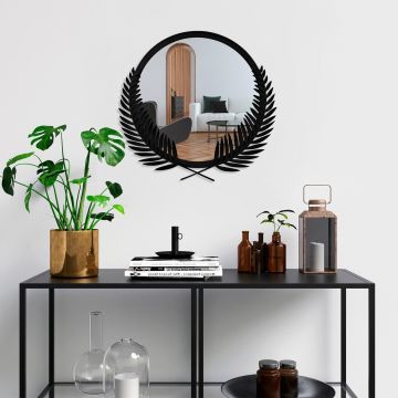 Oglinda decorativa, Palm Mirror M, Dimensiune: 45 x 48 cm, Negru