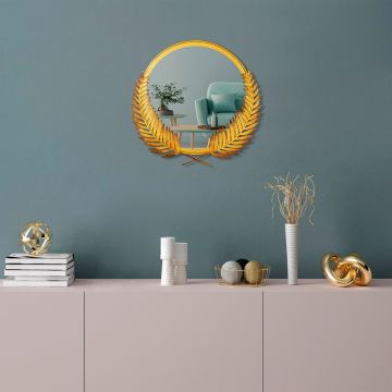 Oglinda decorativa, Palm Mirror S, Dimensiune: 34 x 35 cm, Auriu