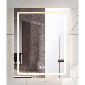 Oglinda Fluminia, Ando 60, dreptunghiulara, cu LED, 3 culori, dezaburire, 60 cm