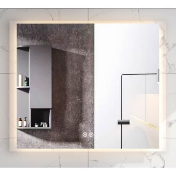 Oglinda Fluminia, Rodin 90, dreptunghiulara, cu LED, 3 culori, dezaburire, 90 cm