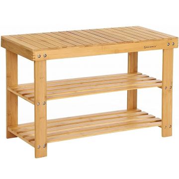 Raft de depozitare din bambus, cu 3 niveluri, 28x70x45cm, maro