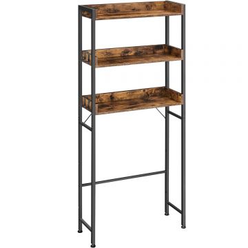 Raft de depozitare pentru baie, suprapunere peste masina spalat sau vas WC, 25x63x165 cm, maro