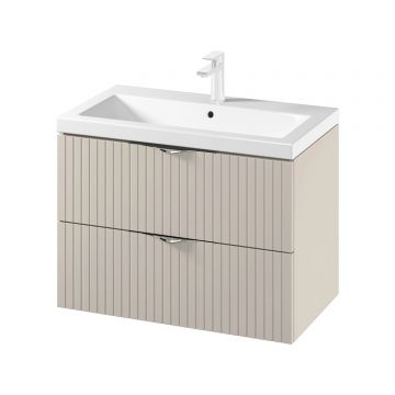 Set dulap baie suspendat 2 sertare lavoar inclus, 80 cm, casmir mat, MDF, Cersanit Tirso