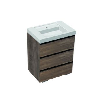 Set mobilier stativ cu lavoar Kolpasan, Harmony 70 cm, 3 sertare, dark oak