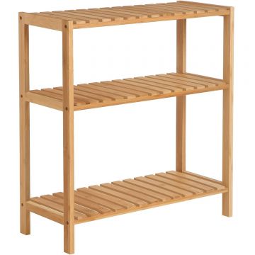 SONGMICS Raft de depozitare din bambus, cu 3 niveluri, 60x26x66 cm, maro