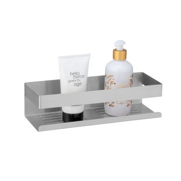 Suport accesorii baie, Wenko, Turbo-Loc, Genova Matt, 30 x 8 x 10.5 cm, inox, gri