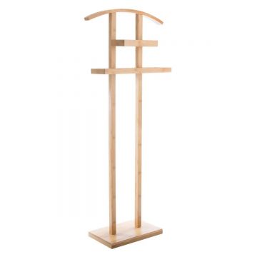 Suport haine si prosoape 5Five Velvy cu bara si etajera de depozitare, bambus, 44x22x113 cm, maro