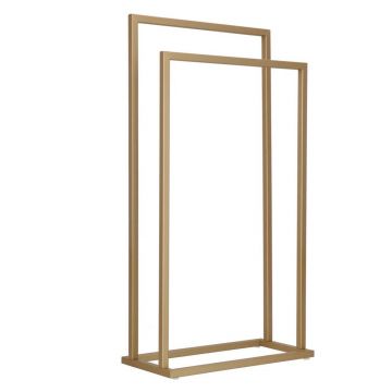 Suport metalic de baie pentru prosoape, cu 2 standuri, 86 cm, auriu mat
