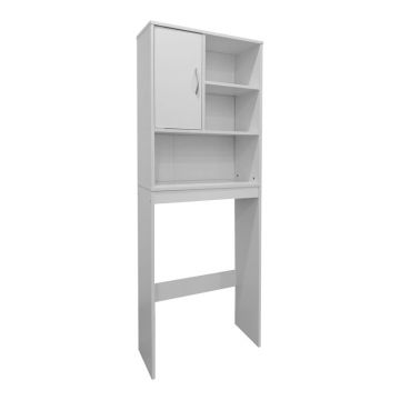 Dulap Baie cu Loc Pentru Masina de Spalat cu sertare, Alb, Lemn, 60x24x168 cm
