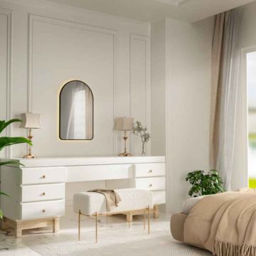 Oglinda baie 50x80 cm cu LED, dezaburire si lumina ambientala, rama din aluminiu negru, Fluminia Gaudi