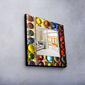 Oglinda decorativa, MA-049, Cadru: 100% LEMN DE PIN (Grosime: 27 mm), Multicolor