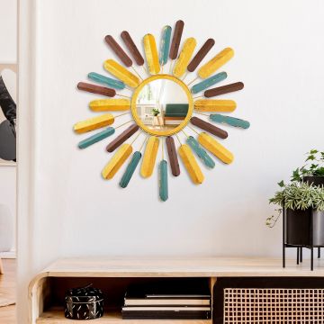 Oglinda decorativa, Mirror Sun 2, Dimensiuni: 75 x 75 x 4 cm, Multicolor