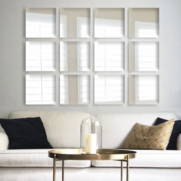 Set 12 oglinzi decorative, SETAYNA_011, Fără cadru, Argintiu