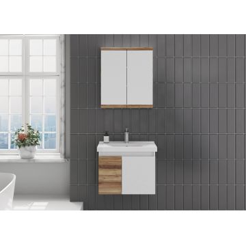 Set mobilier de baie (2 piese), Hanah Home, Abra 65, Pin / Alb