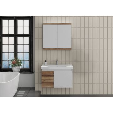 Set mobilier de baie (2 piese), Hanah Home, Abra 80, Pin / Alb