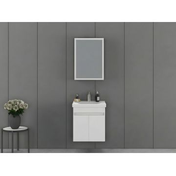 Set mobilier de baie (2 piese), Hanah Home, Amore 55, Alb mat