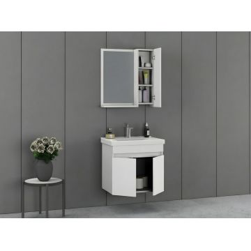 Set mobilier de baie (2 piese), Hanah Home, Amore 65, Alb mat